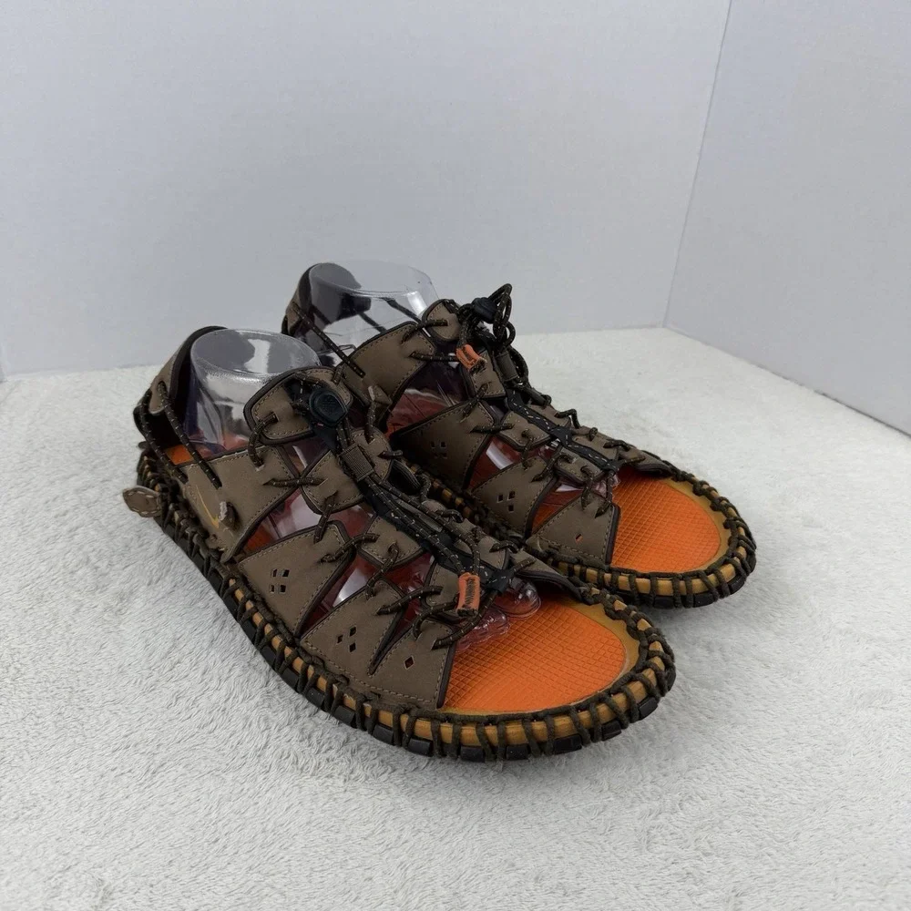 RARE! Vintage Nike ACG Considered Cooper Canyon Brown Leather‎ Sandals Sz 11-EUC